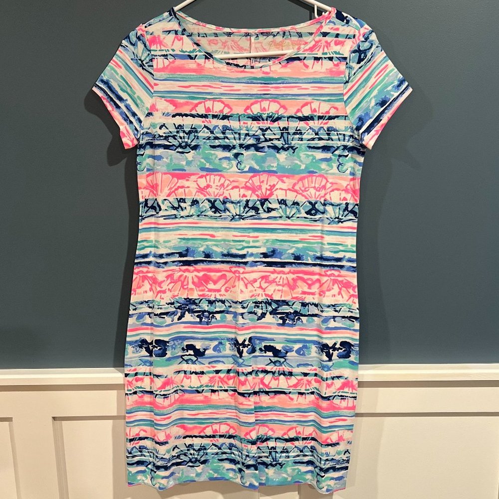 Lilly Pulitzer Short Sleeve Marlowe Dress, A Wave From It All (New!)